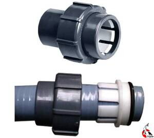 Spojka za 63 mm sivo cev s prirobnico za PVC priključek